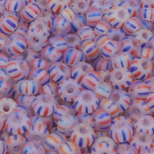 6/0 Frosted with Red and Blue Stripe - 10 grams