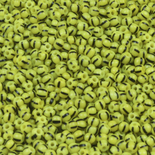 11/0 Yellow with Black Stripe - 10 grams