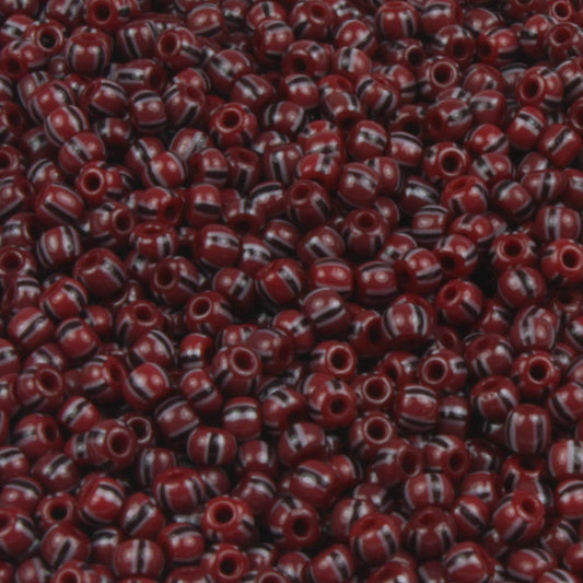 11/0 Maroon with Black Stripe - 10 grams