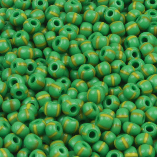 8/0 Green with Yellow Stripe - 10 grams