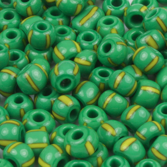 6/0 Green with Yellow Stripe - 10 grams
