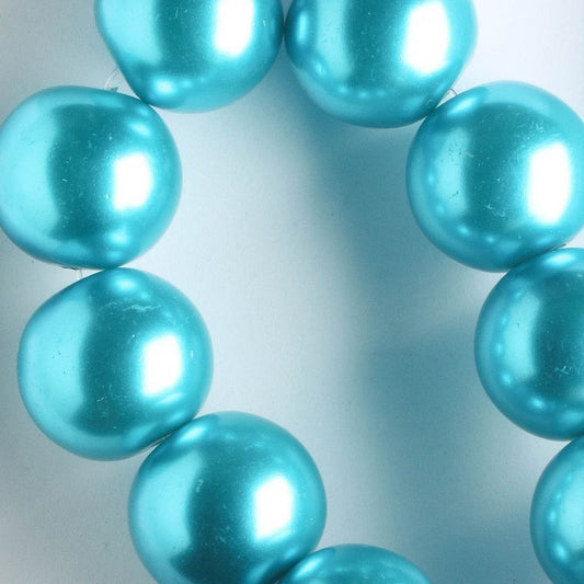 14mm Glass Pearls - 8" strand
