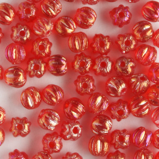 3mm Melon Luster Iris Ruby - 100 beads