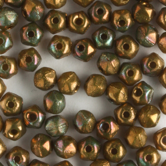 3mm English Cut Oxidized Bronze Chartreuse - 100 beads