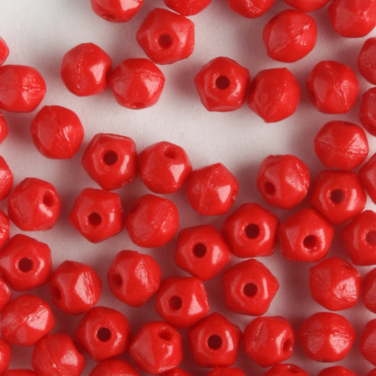 3mm English Cut Opaque Red - 100 beads