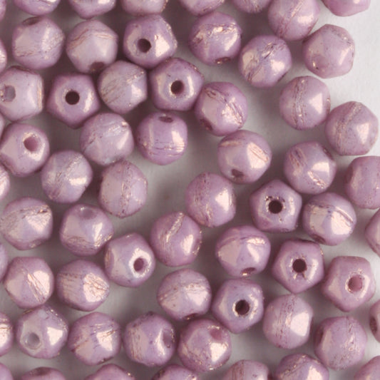 3mm English Cut Luster Opaque Lilac - 100 beads