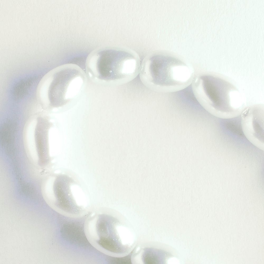 8mm x 6mm Glass Pearls - 8" strand