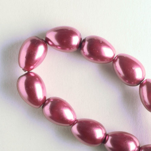 9mm x 7mm Glass Pearls - 8" strand