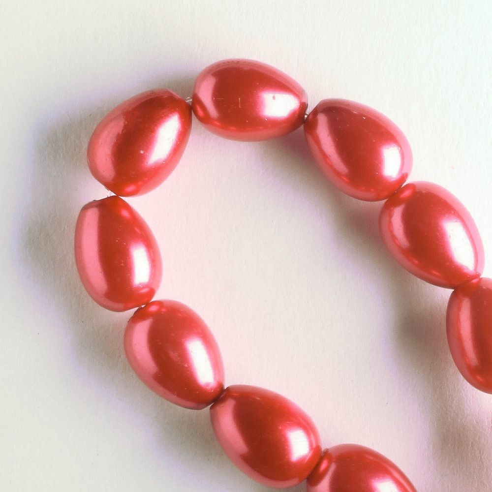 9mm x 7mm Glass Pearls - 8" strand