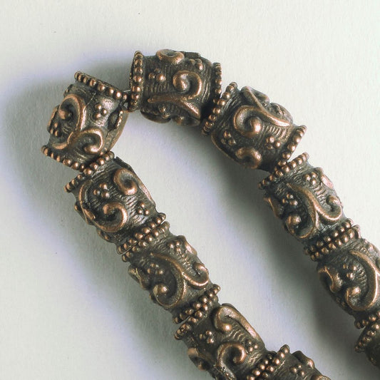 Pewter Beads, Copper Plated - 8" Strand