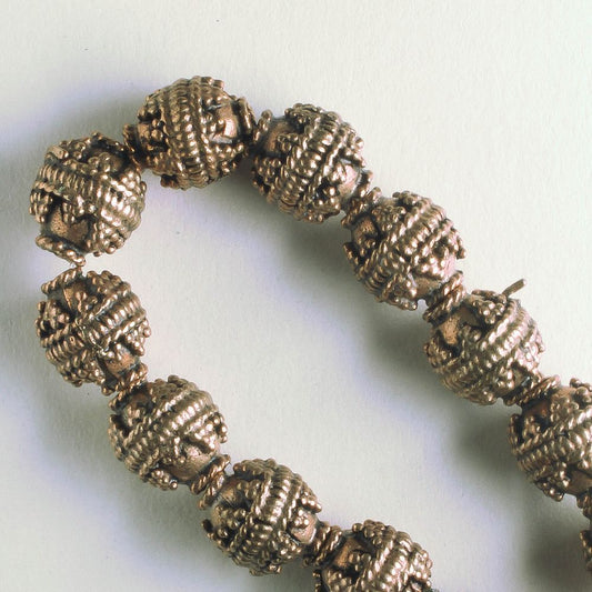 Pewter Beads, Copper Plated - 8" Strand