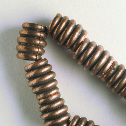 Pewter Beads, Copper Plated - 8" Strand