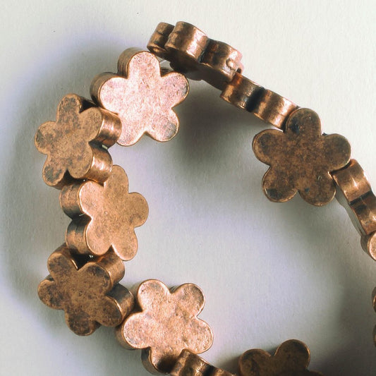 Pewter Beads, Copper Plated - 8" Strand