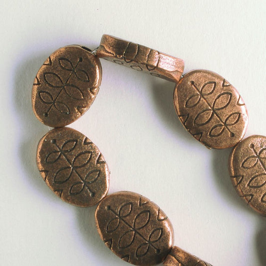 Pewter Beads, Copper Plated - 8" Strand