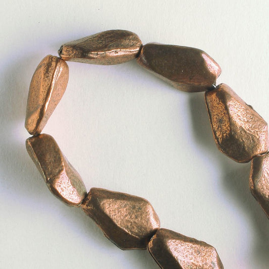 Pewter Beads, Copper Plated - 8" Strand