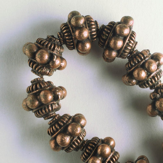 Pewter Beads, Copper Plated - 8" Strand