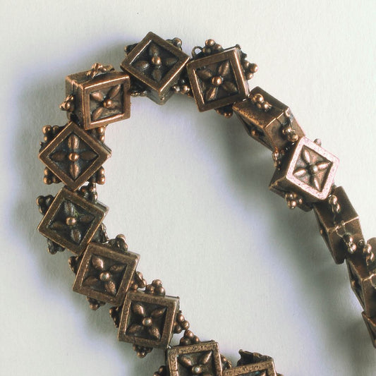 Pewter Beads, Copper Plated - 8" Strand