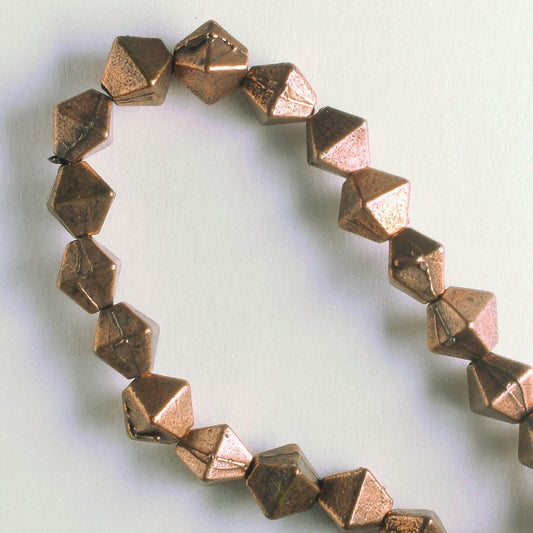 Pewter Beads, Copper Plated - 8" Strand