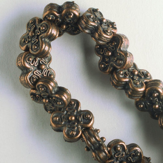 Pewter Beads, Copper Plated - 8" Strand