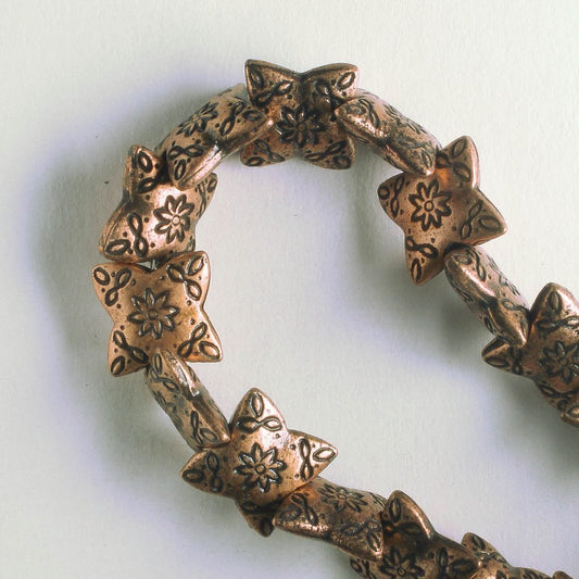 Pewter Beads, Copper Plated - 8" Strand