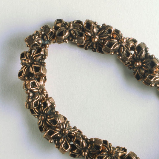 Pewter Beads, Copper Plated - 8" Strand
