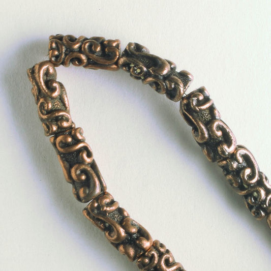 Pewter Beads, Copper Plated - 8" Strand
