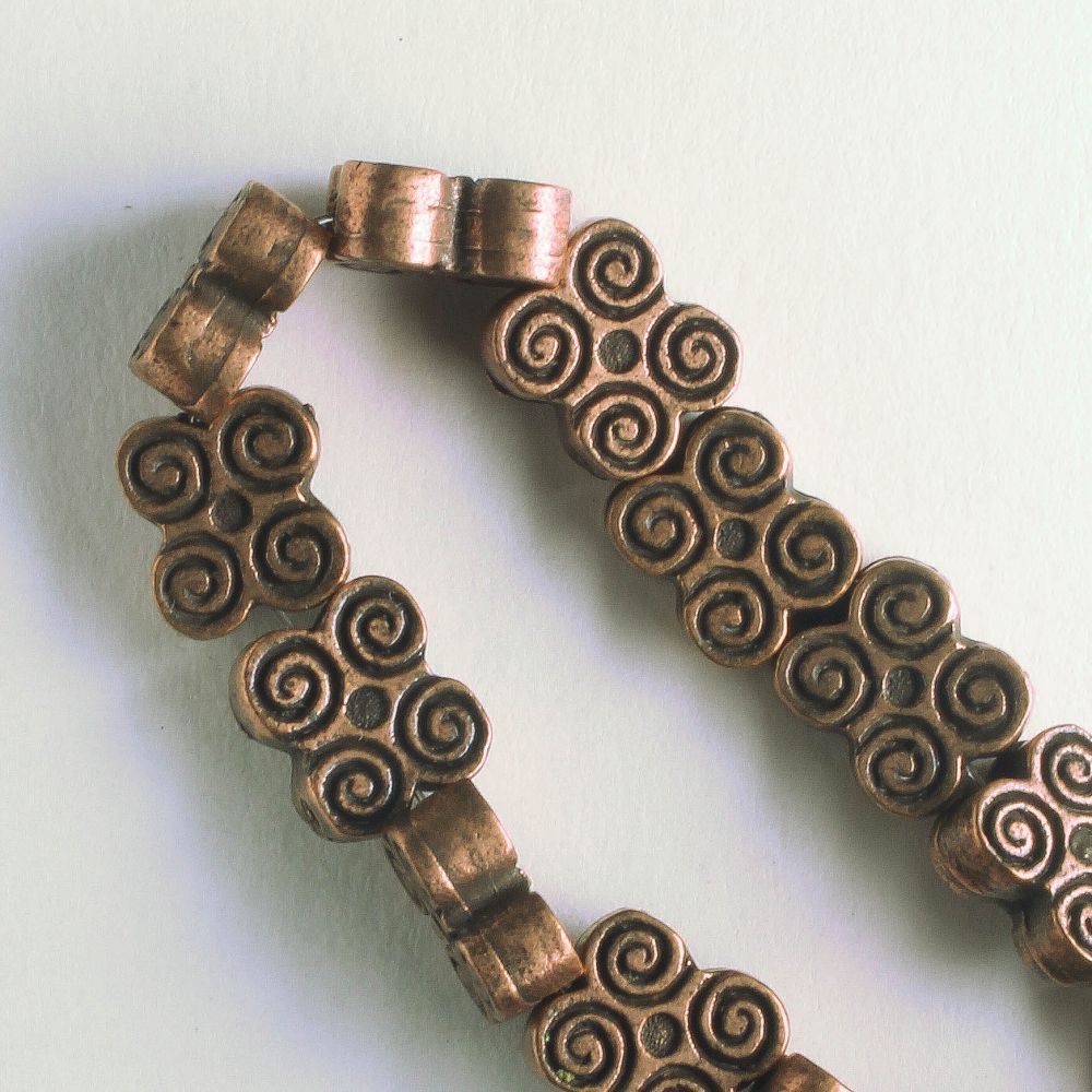 Pewter Beads, Copper Plated - 8" Strand