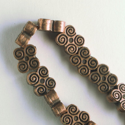 Pewter Beads, Copper Plated - 8" Strand