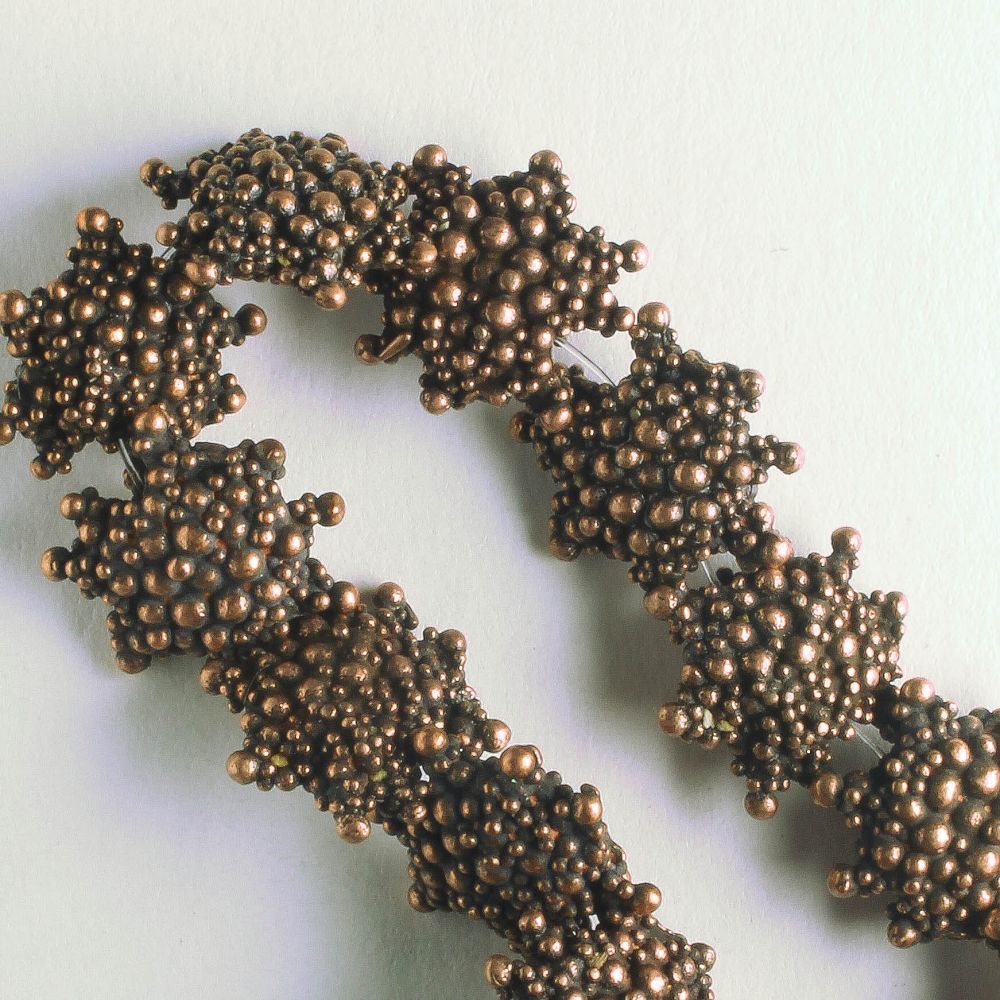Pewter Beads, Copper Plated - 8" Strand