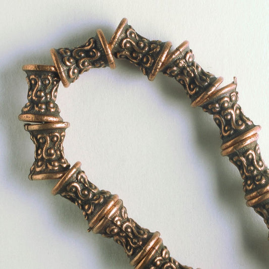 Pewter Beads, Copper Plated - 8" Strand