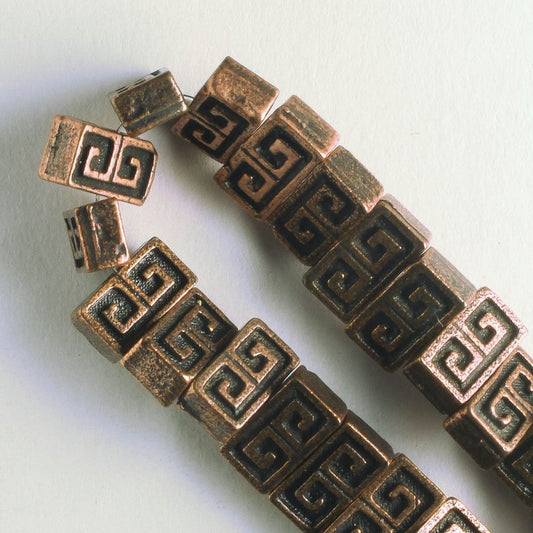 Pewter Beads, Copper Plated - 8" Strand