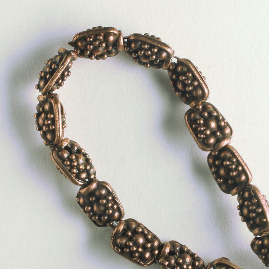 Pewter Beads, Copper Plated - 8" Strand