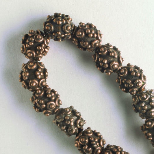 Pewter Beads, Copper Plated - 8" Strand