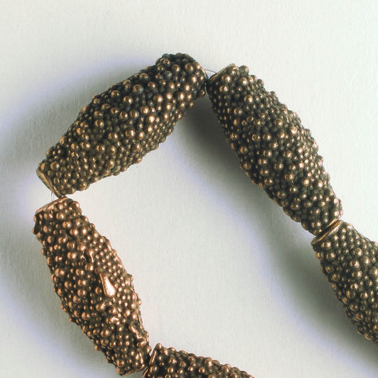 Pewter Beads, Copper Plated - 8" Strand