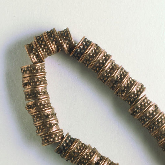 Pewter Beads, Copper Plated - 8" Strand