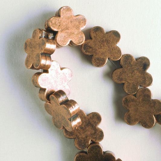 Pewter Beads, Copper Plated - 8" Strand