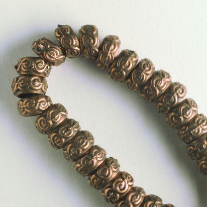 Pewter Beads, Copper Plated - 8" Strand