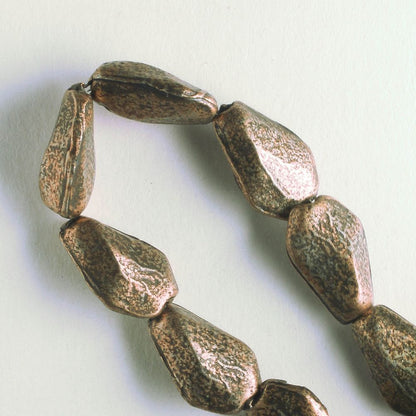 Pewter Beads, Copper Plated - 8" Strand