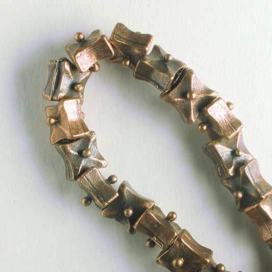 Pewter Beads, Copper Plated - 8" Strand