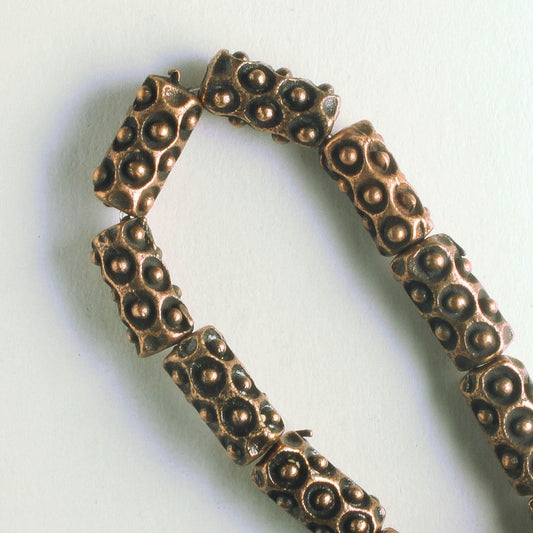 Pewter Beads, Copper Plated - 8" Strand
