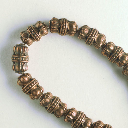 Pewter Beads, Copper Plated - 8" Strand