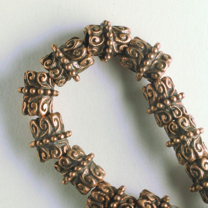 Pewter Beads, Copper Plated - 8" Strand