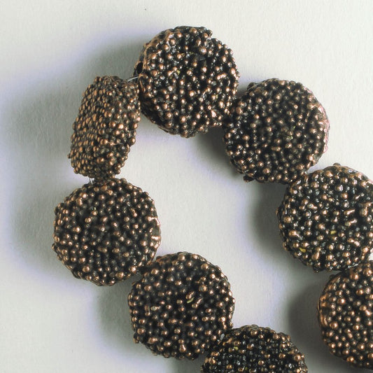 Pewter Beads, Copper Plated - 8" Strand