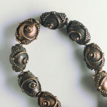 Pewter Beads, Copper Plated - 8" Strand