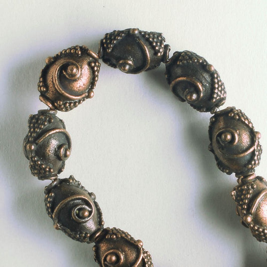 Pewter Beads, Copper Plated - 8" Strand