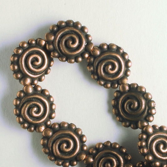 Pewter Beads, Copper Plated - 8" Strand