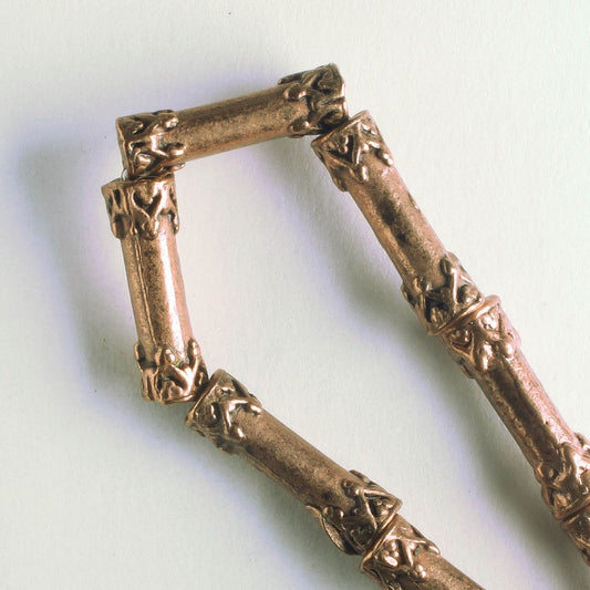 Pewter Beads, Copper Plated - 8" Strand