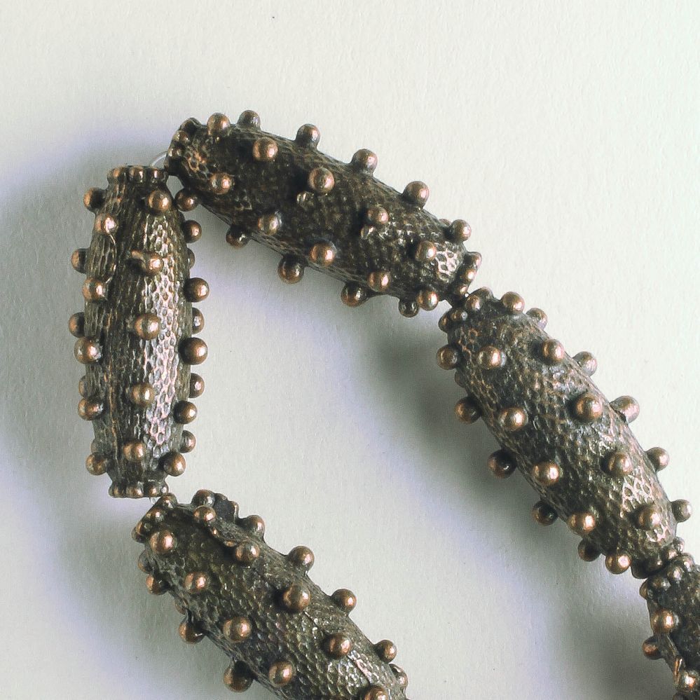 Pewter Beads, Copper Plated - 8" Strand