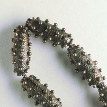 Pewter Beads, Copper Plated - 8" Strand