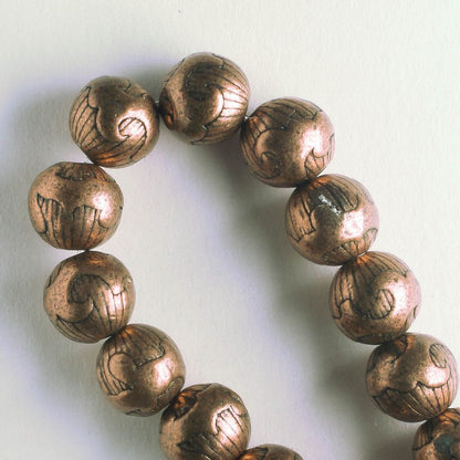 Pewter Beads, Copper Plated - 8" Strand